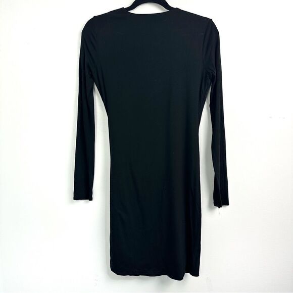 Helmut Lang Asymmetrical Drape Front Long Sleeve Dress in Black Sz Small - Picture 6 of 11